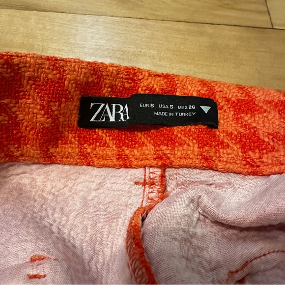 Zara Orange Tweed Houndstooth Shorts - Picture 5 of 5